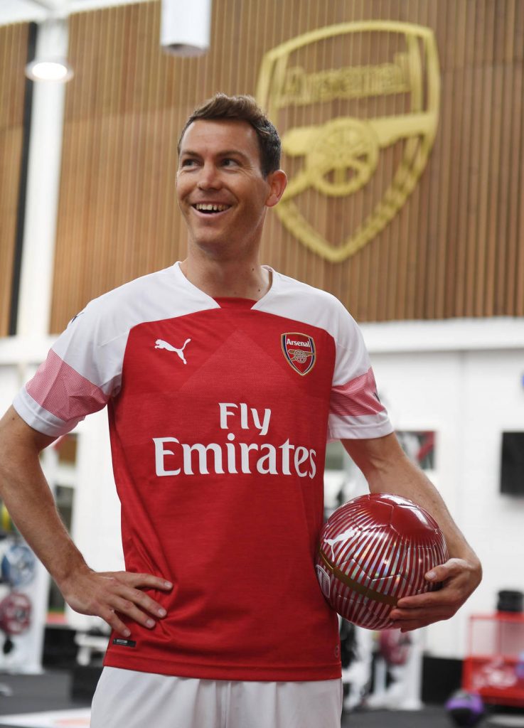 ST ALBANS, ENGLAND - JUNE 5: Arsenal Unveil New Signing Stephan Lichtsteiner at London Colney on June 5, 2018 in St Albans, England. (Photo by Stuart MacFarlane/Arsenal FC via Getty Images) *** Local Caption *** Stephan Lichtsteiner