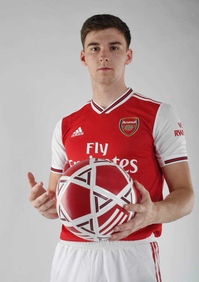 ST ALBANS, ENGLAND - AUGUST 08: New Arsenal signing Kieran Tierney at London Colney on August 08, 2019 in St Albans, England. (Photo by Stuart MacFarlane/Arsenal FC via Getty Images)